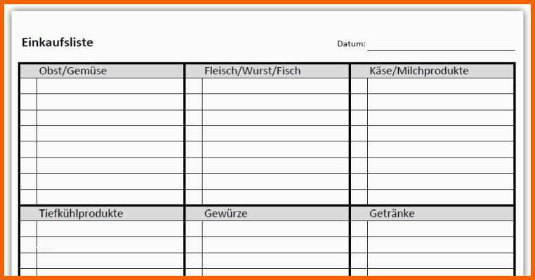 einkaufsliste vorlage