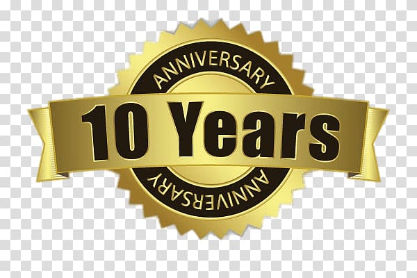 10 years logo, 10 Years Anniversary Badge transparent.