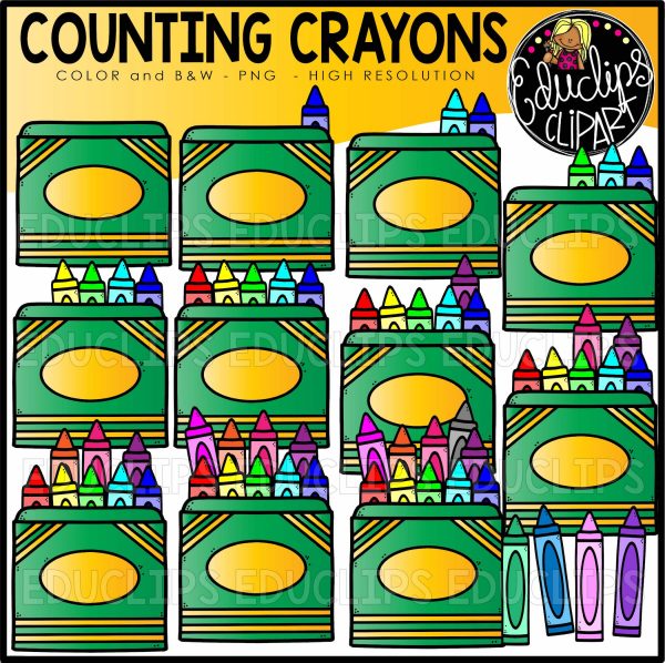 Counting Crayons Clip Art Set.