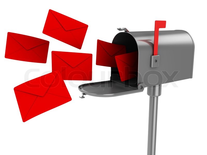 3d illustration of mailbox with many.