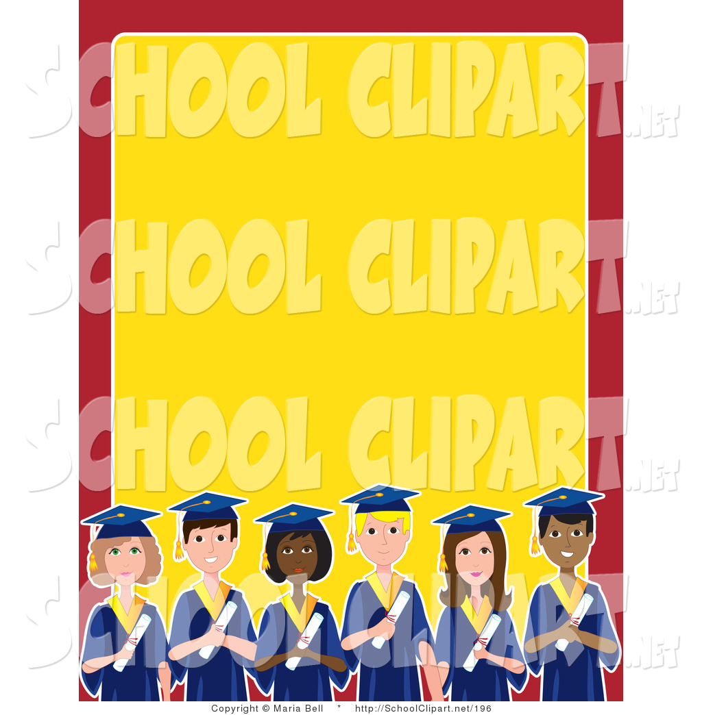 Clip Art of a Group of Diverse Male and Female Students on Their.