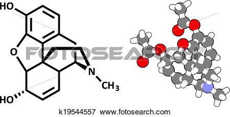 Clip Art of Morphine pain drug molecule. Highly addictive.