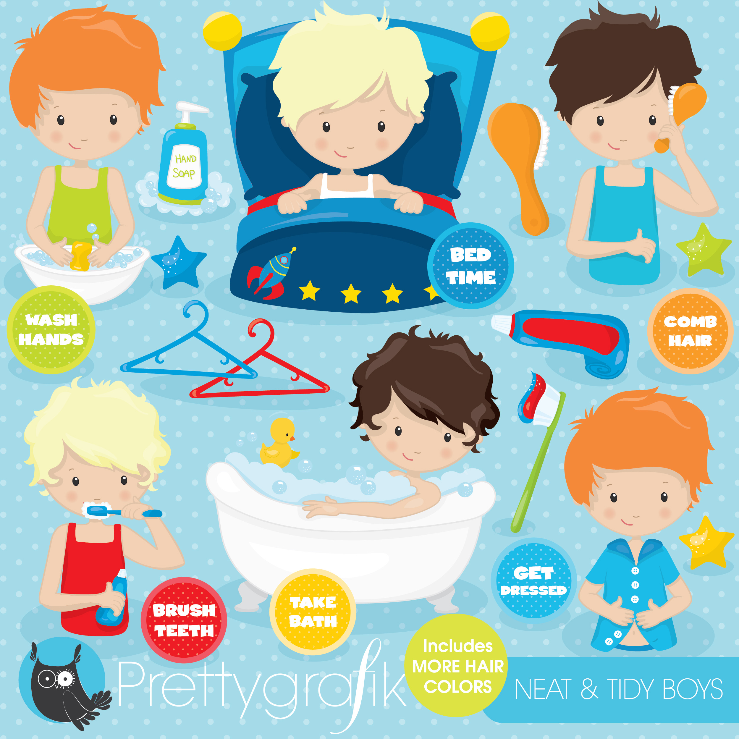 Adults praciting personal hygiene cliparts clipart images.