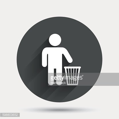 After use to throw in trash. Recycle bin sign. Clipart Image.