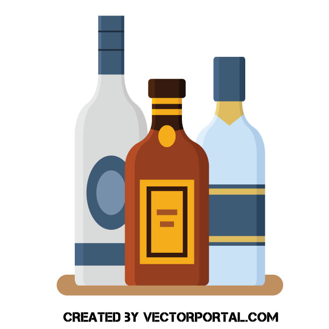 Bottles with alcohol clip art.