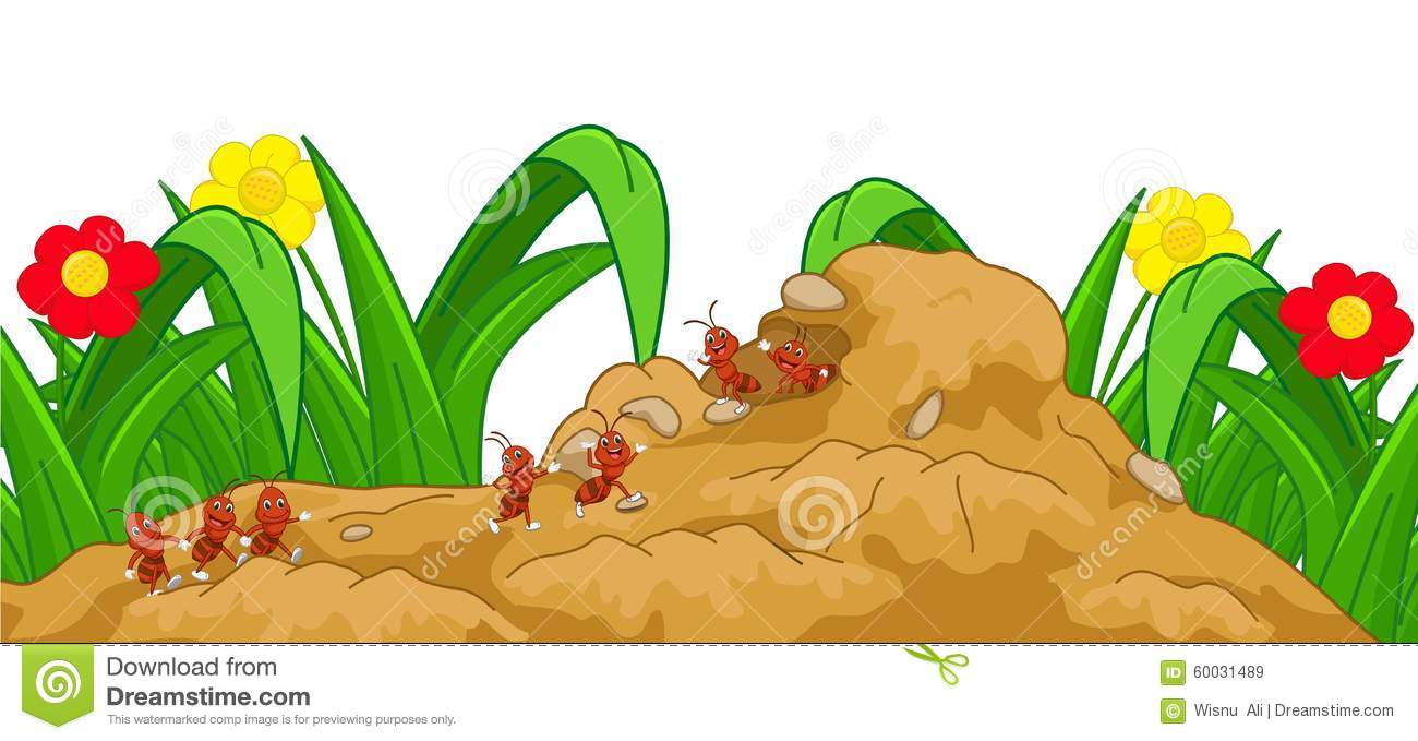 Happy Ant Cartoon In The Nest Stock Vector.