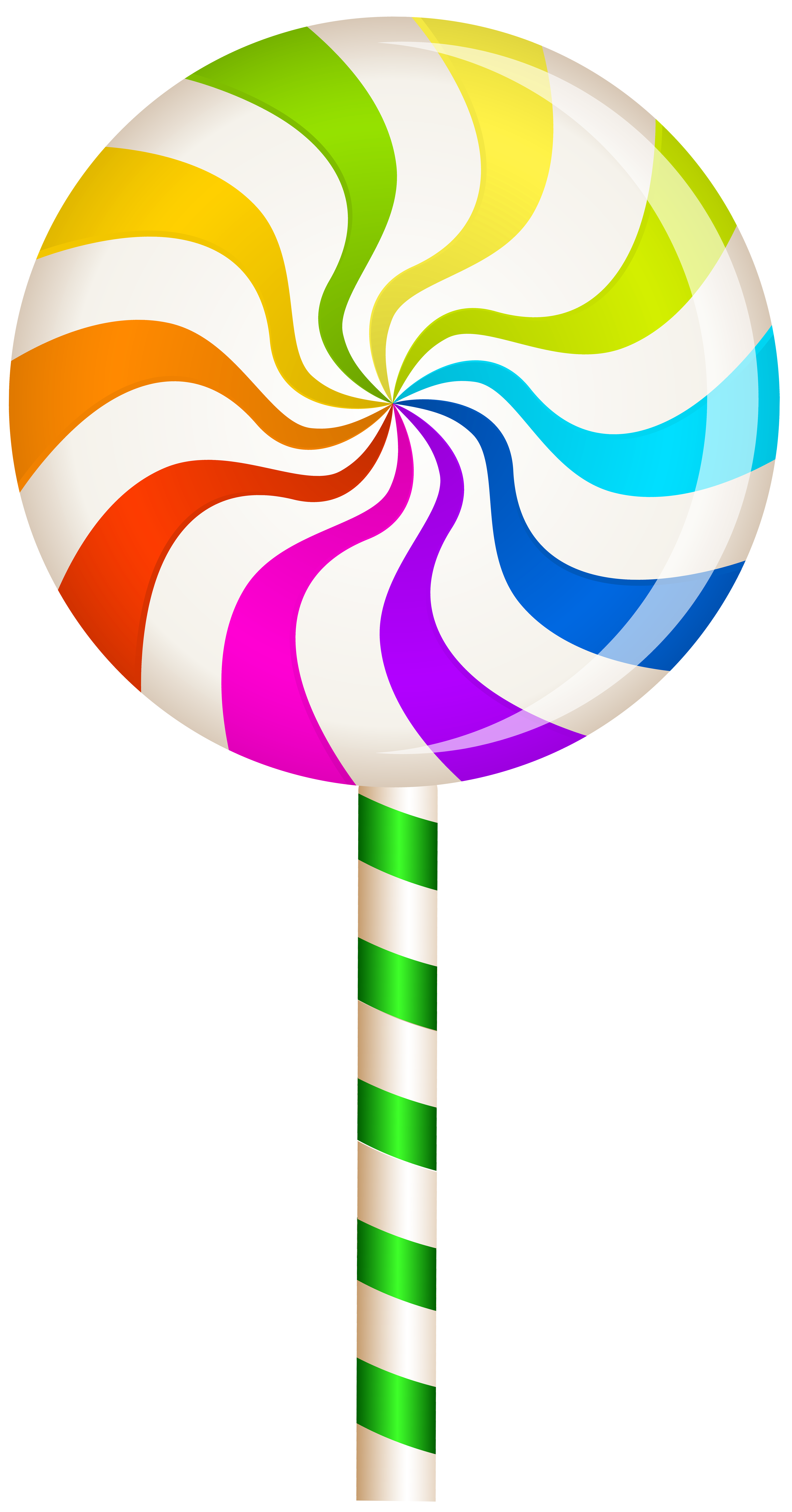 Multicolor Swirl Lollipop PNG Clip Art Image.