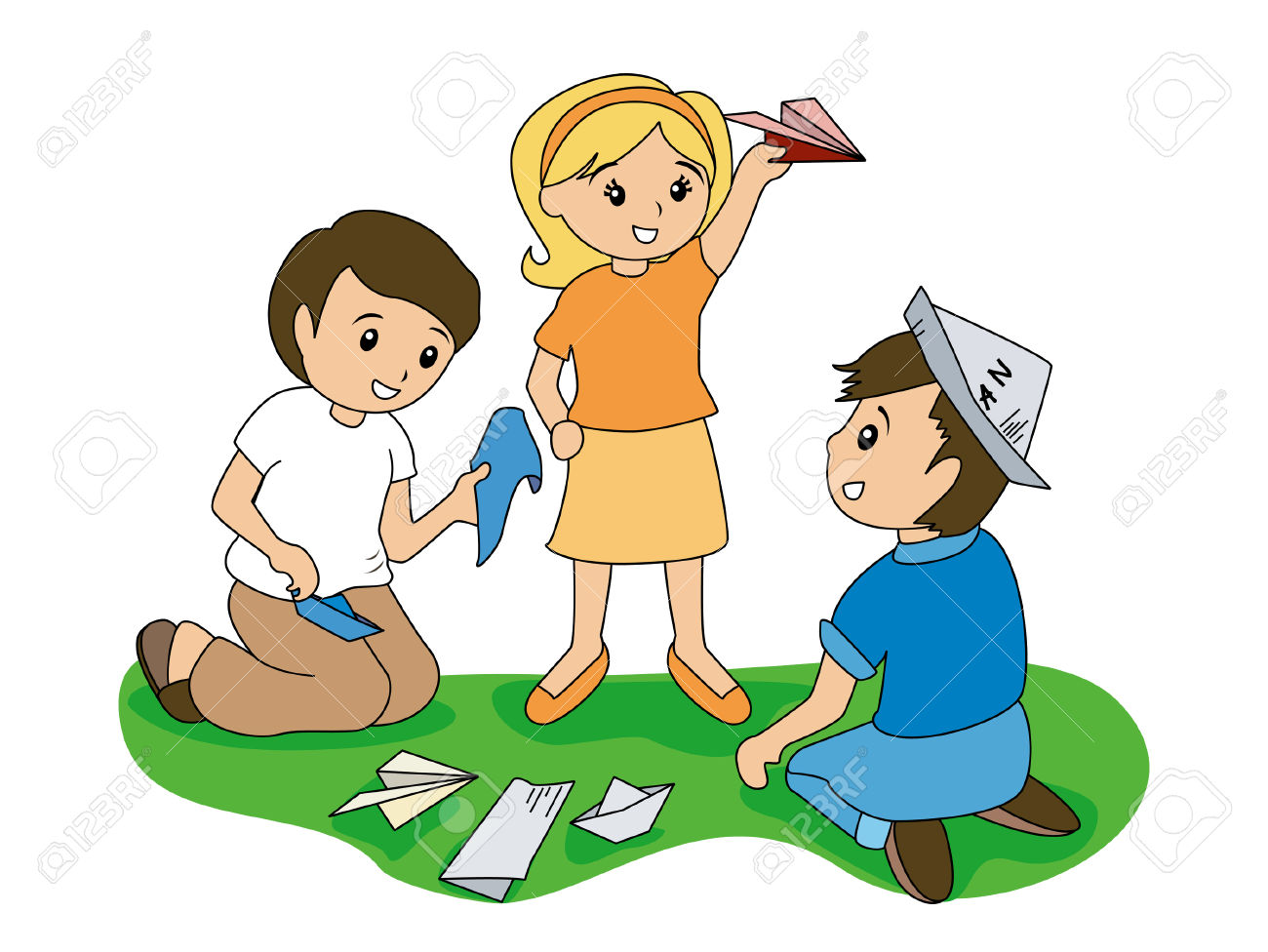 Children And Folding Papers Royalty Free Cliparts, Vectors, And.