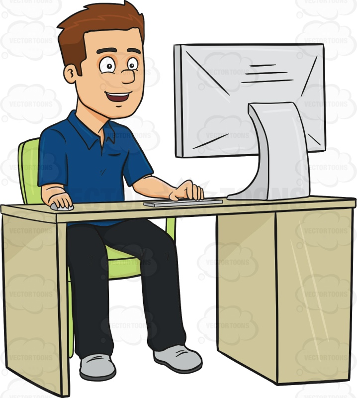 Man With Computer Clipart.