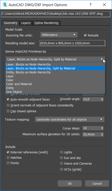 Importing AutoCAD files into 3ds Max.