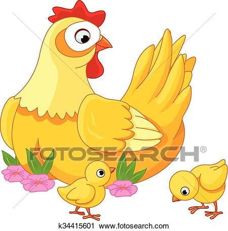 Hen and Chicks Clipart.