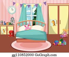 Girls Bedroom Clip Art.