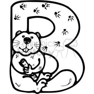 Letter B Beaver clipart. Royalty.