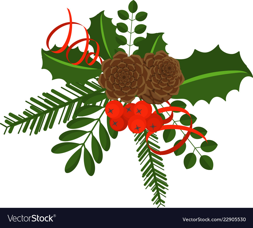 Holly berry branch for christmas wreath and.