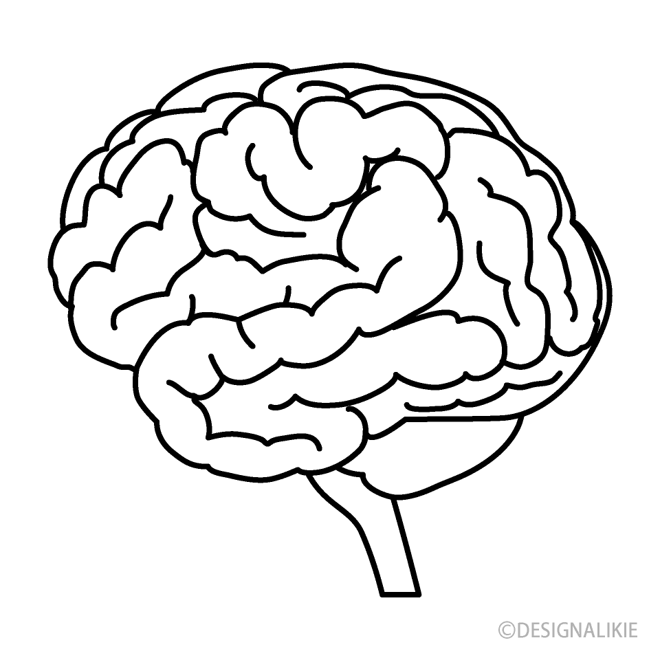 Free Black and White Brain Clipart Image｜Illustoon.