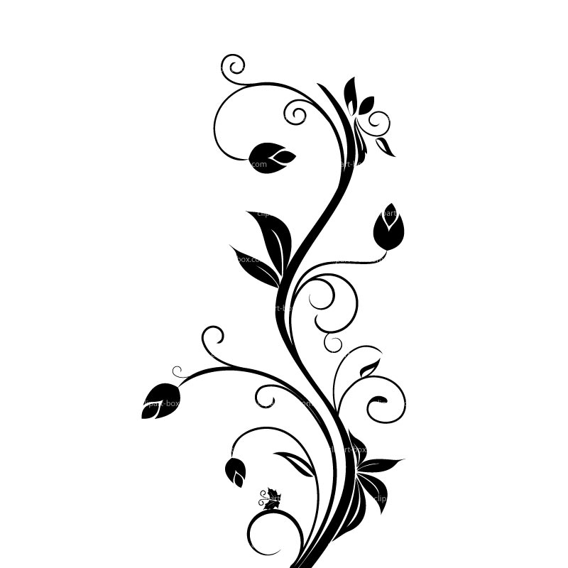 Black Floral Clip Art.