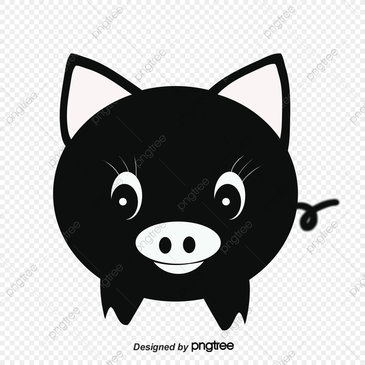 Black Pig Silhouette, Pig Clipart, Black, Animal PNG and Vector with.