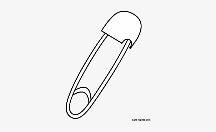 Black And White Safety Pin Clipart.