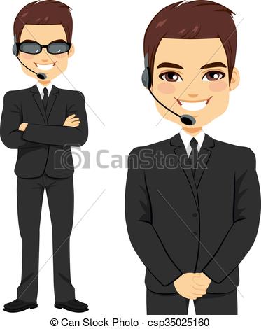 Clip Art Vector of Secret Agent Bodyguard.