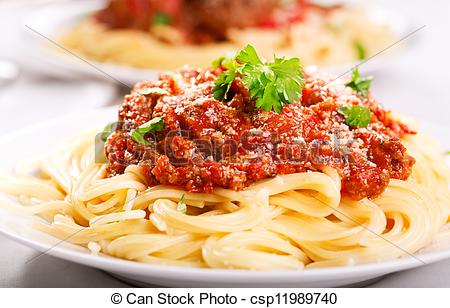 Stock Photo of plate of spaghetti bolognese.