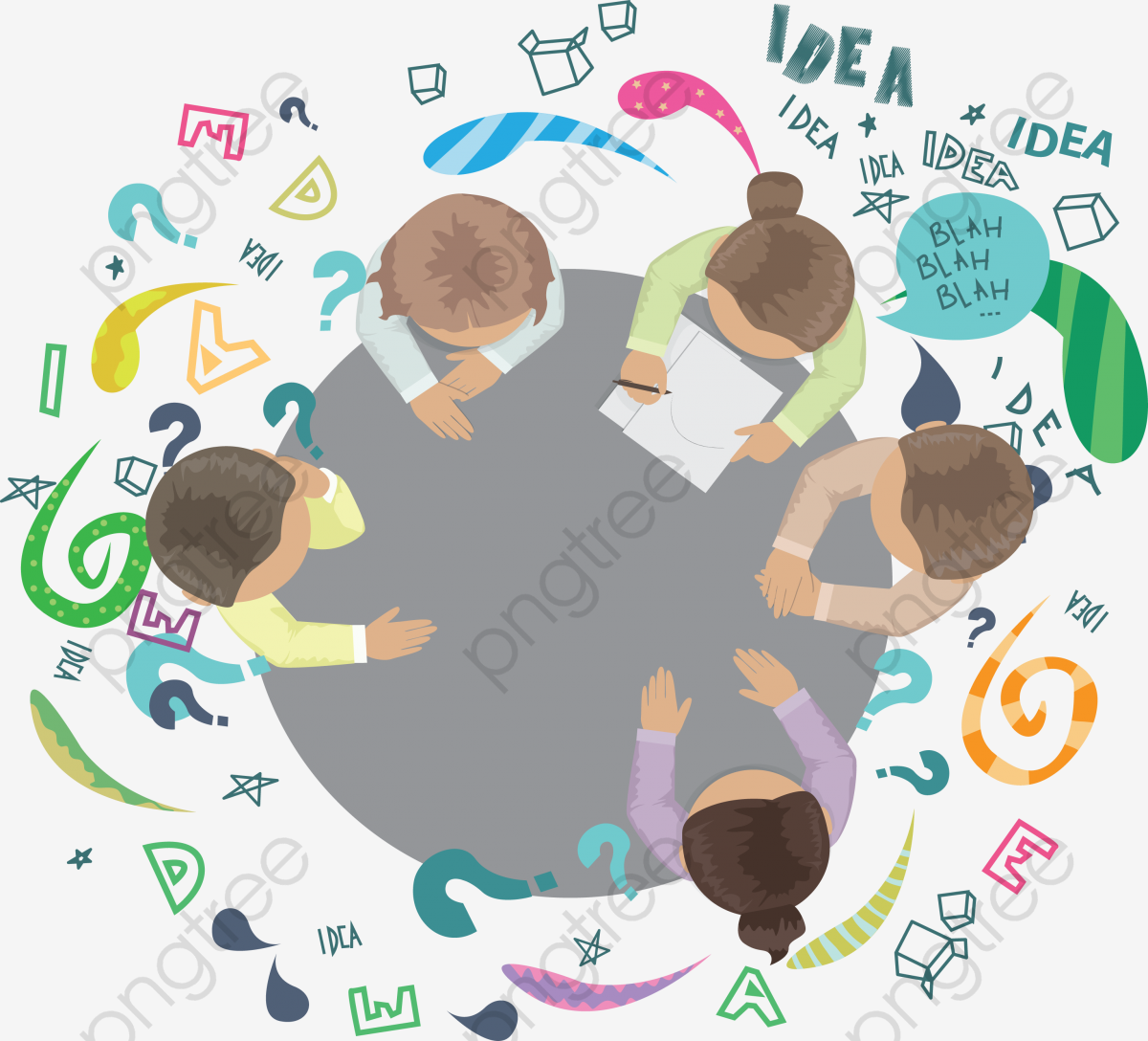 Brainstorming Members, Creative Geometry, Arrow, Gear PNG and Vector.