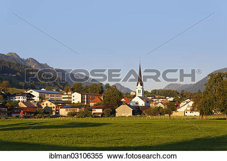 Stock Image of "Townscape, Lingenau, Bregenzerwald, Bregenzer Wald.