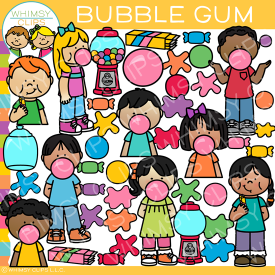 Kids and Bubble Gum Clip Art.