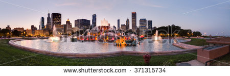 Buckingham Fountain Sunset Stock Photos, Royalty.