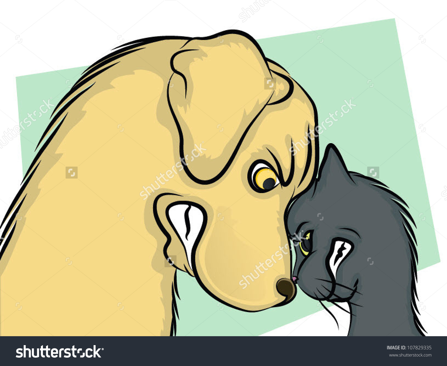 Dog Cat Nose Nosebutting Heads Stock Vector 107829335.