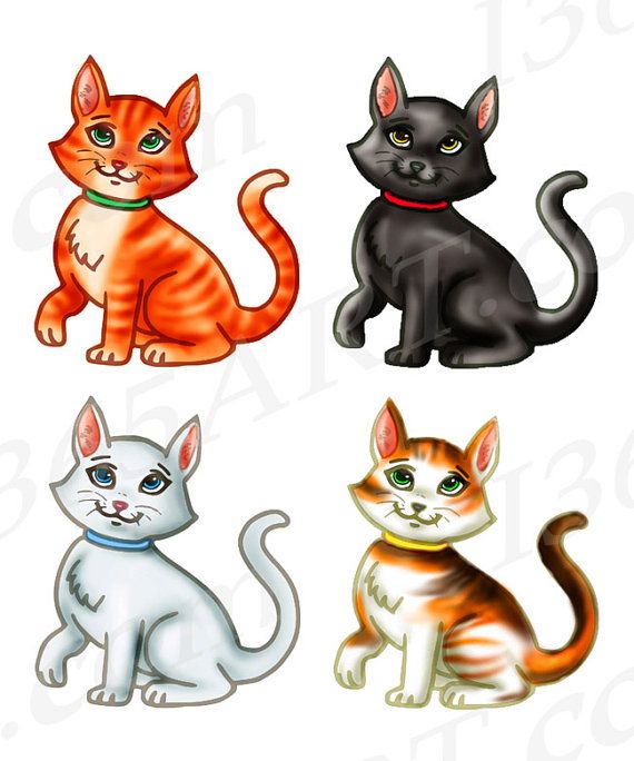 Adorable Cat Clipart, Cat clip art, Animal Pets Pack, Black.