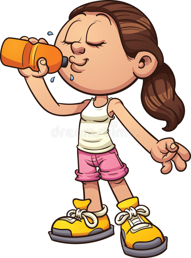 Cartoon Kids Drinking Water Stock Vector.