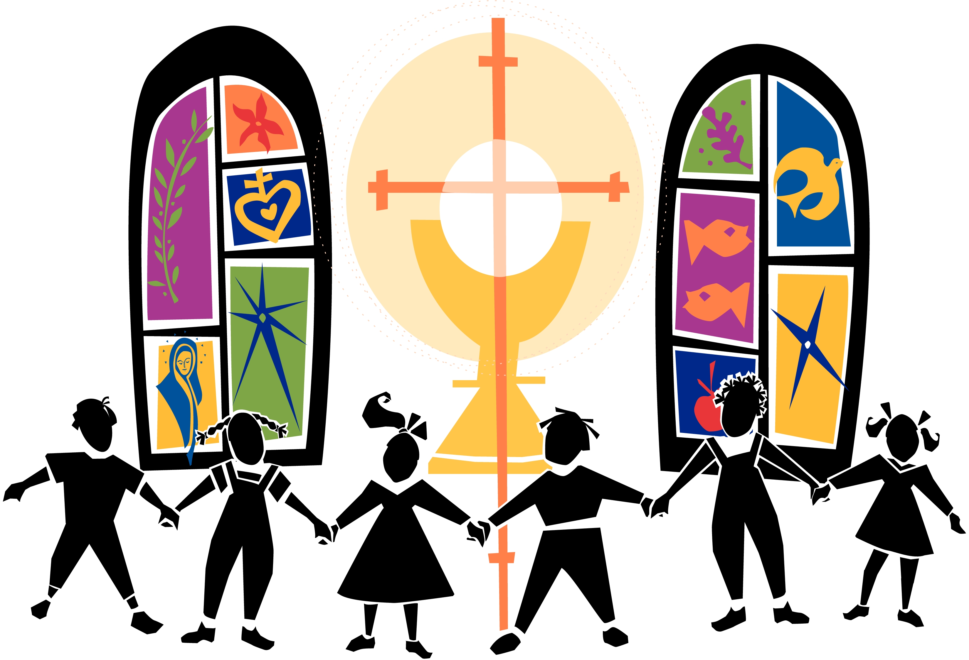 Kids Church Clipart Black Children.