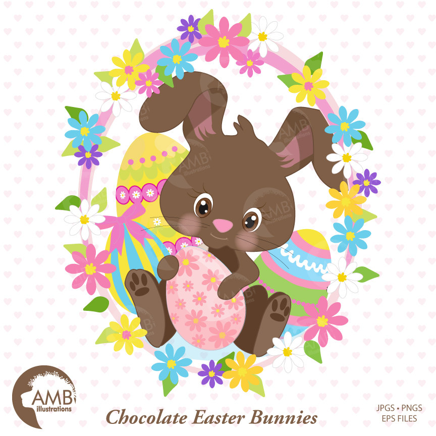 Easter Clipart, Bunny Clipart, Chocolate Bunny Clipart, Easter Chocolate  clipart, Easter Egg Hunt Clipart, Commercial Use, AMB.