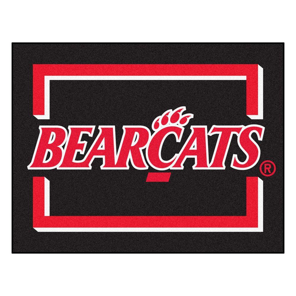 FANMATS NCAA University of Cincinnati Bearcats Logo Black 3 ft. x 4 ft.  Area Rug.