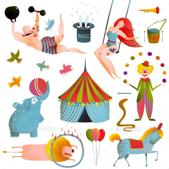 Circus Carnival Show Clip Art Vintage Collection.