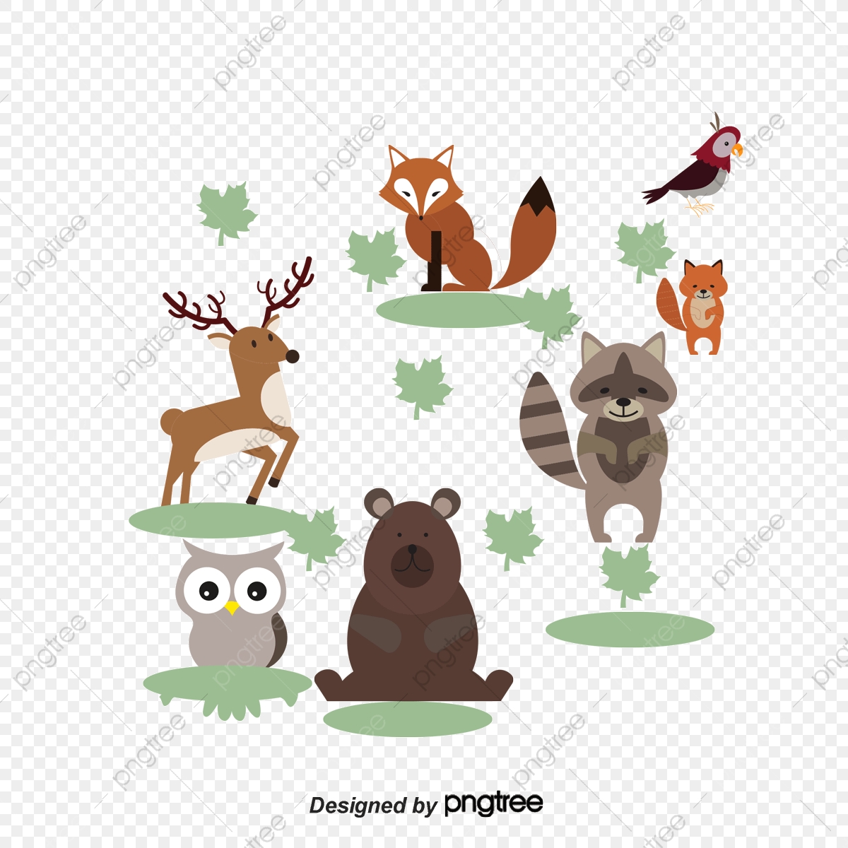 9 Cute Winter Animals, Winter Vector, Cute Clipart, Winter Clipart.