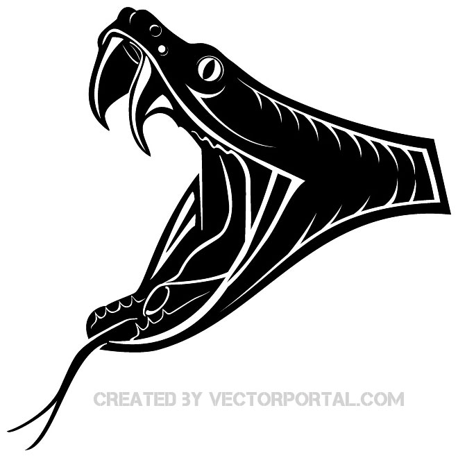 Snake Black Head Clip Art Free Vector.