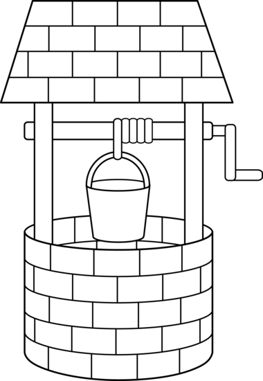 Wishing Well Line Art.