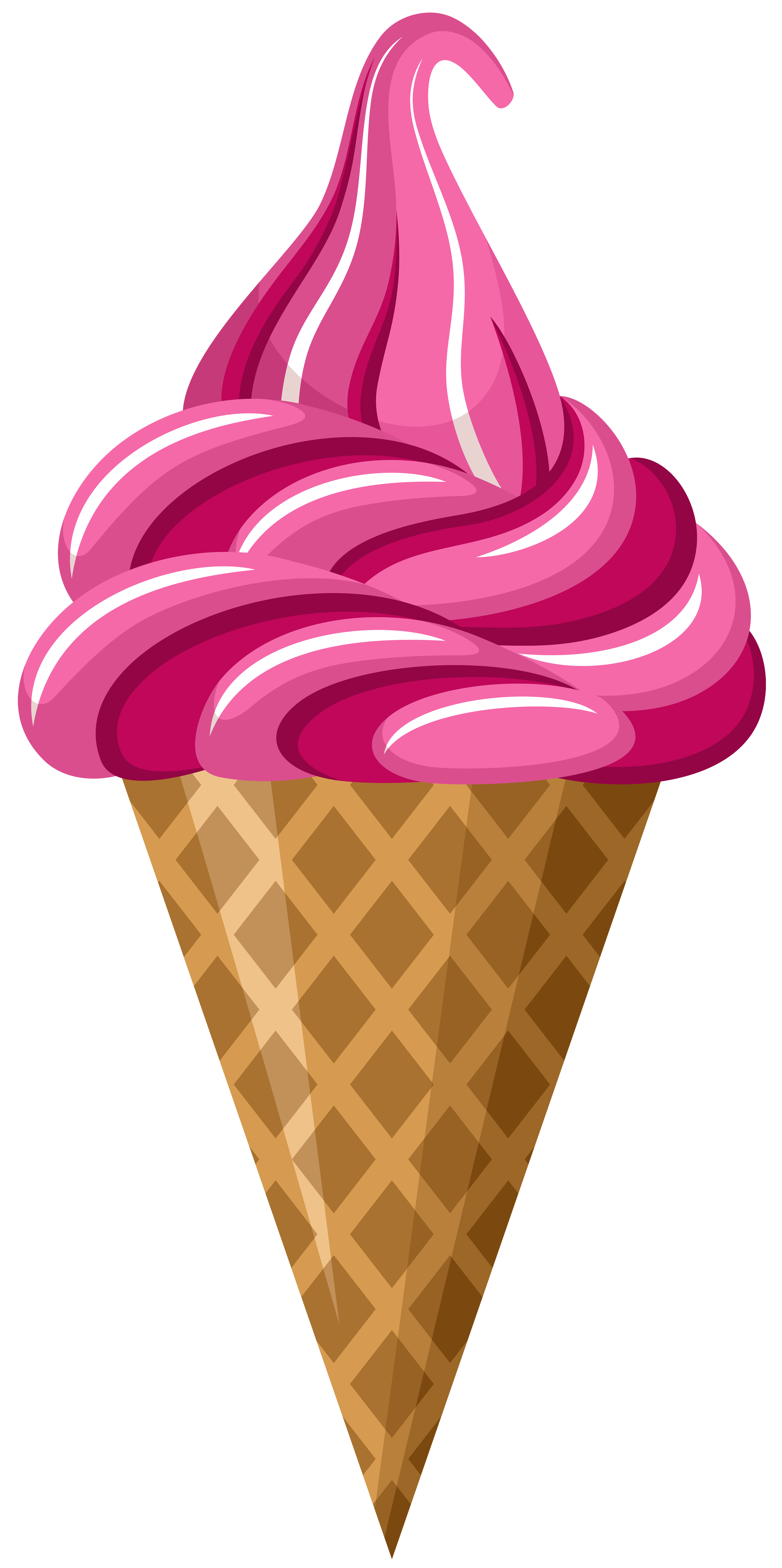 Pink Ice Cream Cone PNG Clip Art Image.