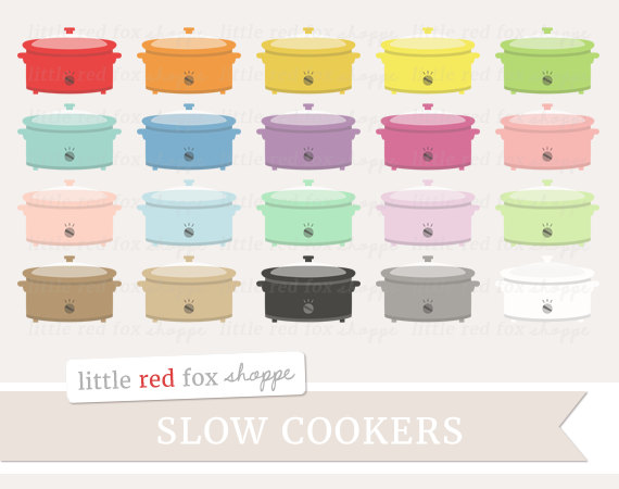 Slow Cooker Clipart Crock Pot Clip Art by LittleRedFoxShoppe.