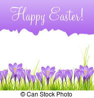 Vector Clip Art of pring meadow with crocus flowers.