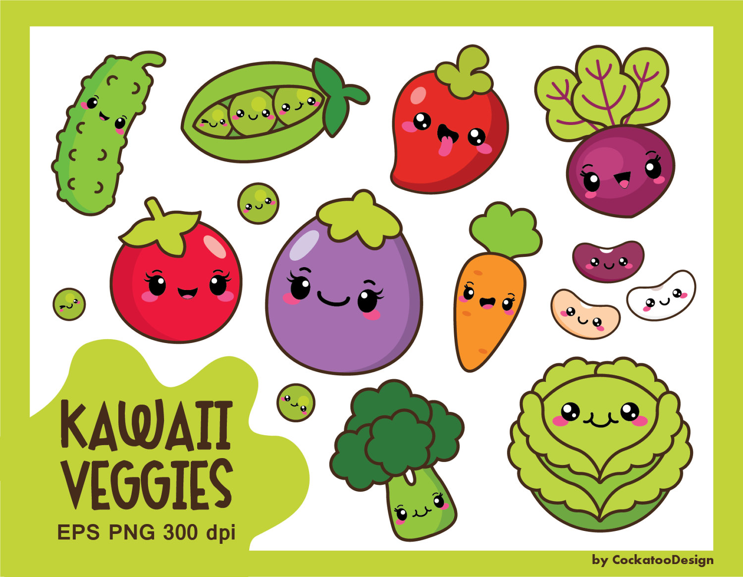 50%OFF, Kawaii vegetables clipart, kawaii veggies clipart, healthy.