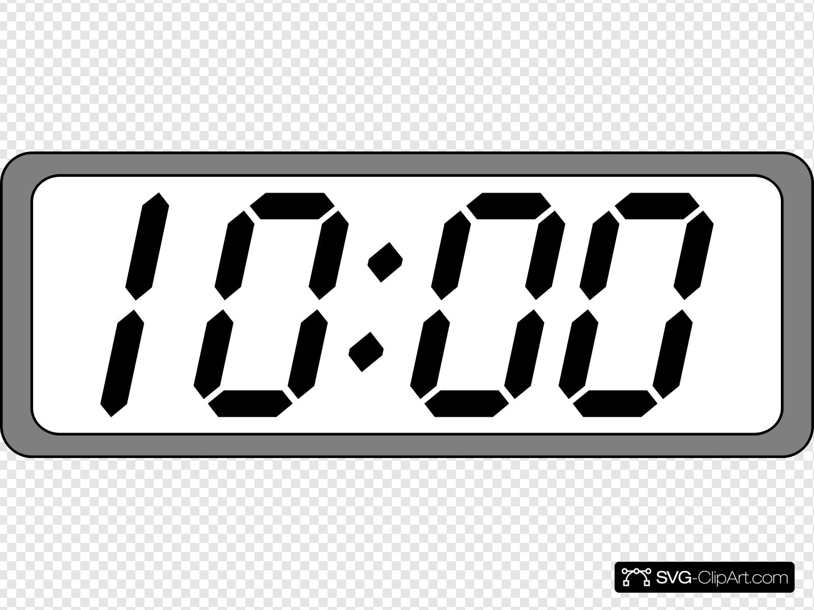 Digital Clock Black & White Clip art, Icon and SVG.