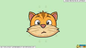 Clipart: A Dumbfounded Cat on a Solid Tea Green C2Eabd Background.