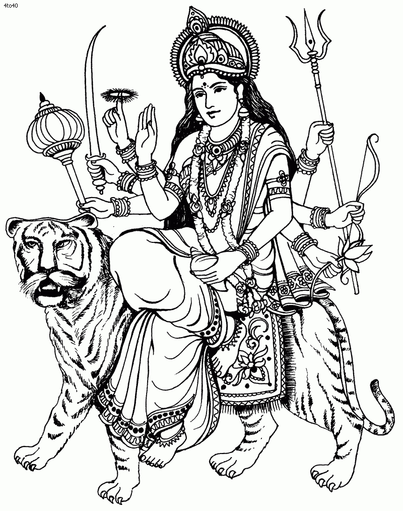 Sketches Of Durga Maa Durga Clipart.