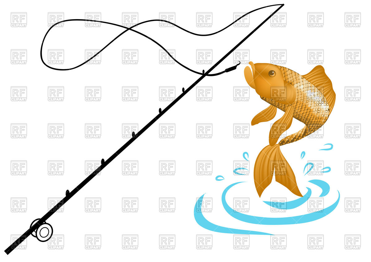 Fishing rod and fish Stock Vector Image.