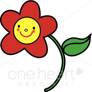 Smiling Red Flower Cartoon Clipart.