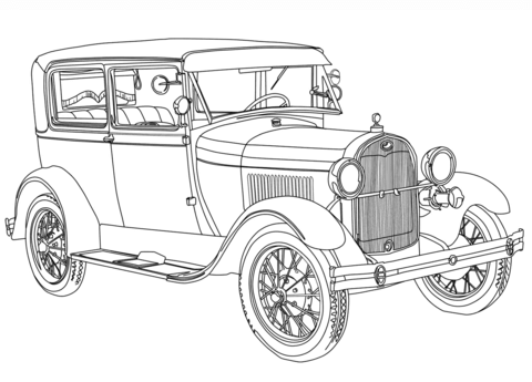 1928 Ford Model A coloring page.