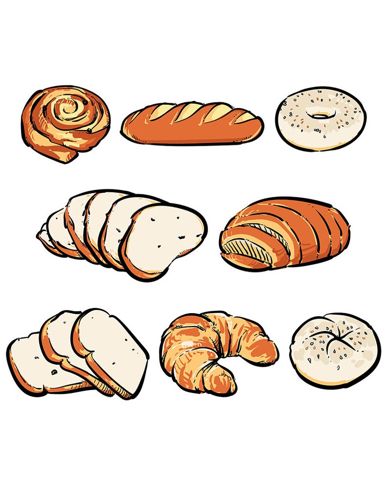 80% Off Sale Vector fresh bread on a white background. Hand drawn bakery  vector illustration. bakery with clipping path. (EPS, JPG).