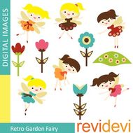 Clip art Retro Garden Fairy.